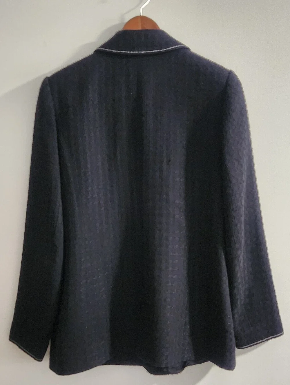 Rare Chanel Blazer Jacket Navy Black Tweed Size 42 US10 READ